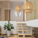 Ver imagem 4 de Luminária Pendente de Bambu Natural 42cm Gourmet para Sala, Quarto, Varanda, Área Interna