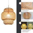 Ver imagem 5 de Luminária Pendente de Bambu Natural 42cm Gourmet para Sala, Quarto, Varanda, Área Interna