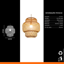 Ver imagem 6 de Luminária Pendente de Bambu Natural 42cm Gourmet para Sala, Quarto, Varanda, Área Interna