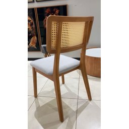 Conjunto 02 Cadeiras de Jantar Alice Madeira Maciça Encosto Tela Ratan Linho Cinza - 3 Conjunto 02 Cadeiras de Jantar Alice Madeira Maciça Encosto Tela Ratan Linho Cinza - 3