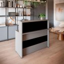 Ver imagem 1 de Balcão Atendimento Recepção Alto 90 Cm Escritório F5 Office Cor:cinza Sagrado com Preto