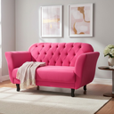 Ver imagem 2 de Namoradeira Decorativa Dália Couro Rosa Pink 2 Lugares Pés Madeira Mz Decor