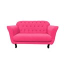 Ver imagem 3 de Namoradeira Decorativa Dália Couro Rosa Pink 2 Lugares Pés Madeira Mz Decor