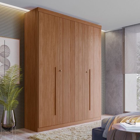 Guarda Roupa Solteiro Ripado 4 Portas 2 Gavetas Antony