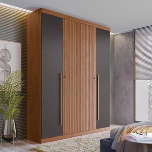 Guarda Roupa Solteiro Ripado 4 Portas 2 Gavetas Antony