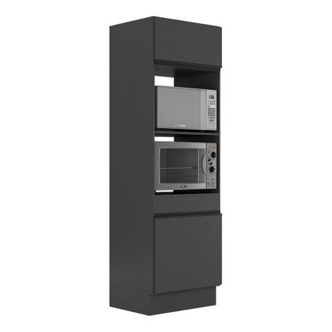 Paneleiro 2 Portas 63cm com Rodapé para Forno e Microondas Veneza Multimóveis V2116 Preto