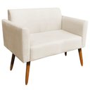 Ver imagem 1 de Poltrona Namoradeira Decorativa Isabella Pés Palito Madeira Suede Bege - Gran Belo