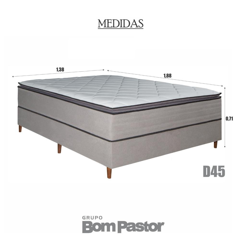 Colchão Casal Molas Ensacadas Vision + Base 138x188x71 Bom Pastor Cinza - 4