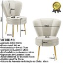 Ver imagem 3 de Cadeira para Recepção Moderna Sala de Espera Ergonômica Tecido Veludo Confortável Pés de Ferro