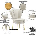 Ver imagem 4 de Cadeira para Recepção Moderna Sala de Espera Ergonômica Tecido Veludo Confortável Pés de Ferro