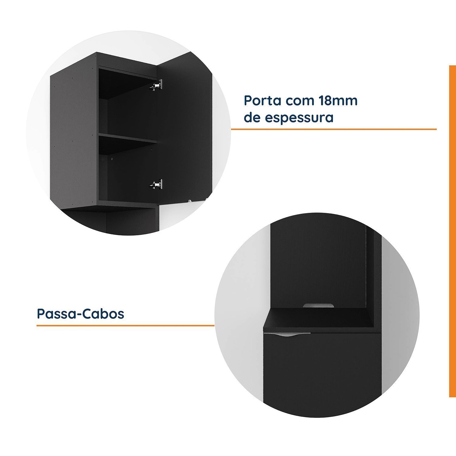 Mesa de Cabeceira Modular Direita 2 Portas 1 Gaveta Hera CabeCasa MadeiraMadeira - 8