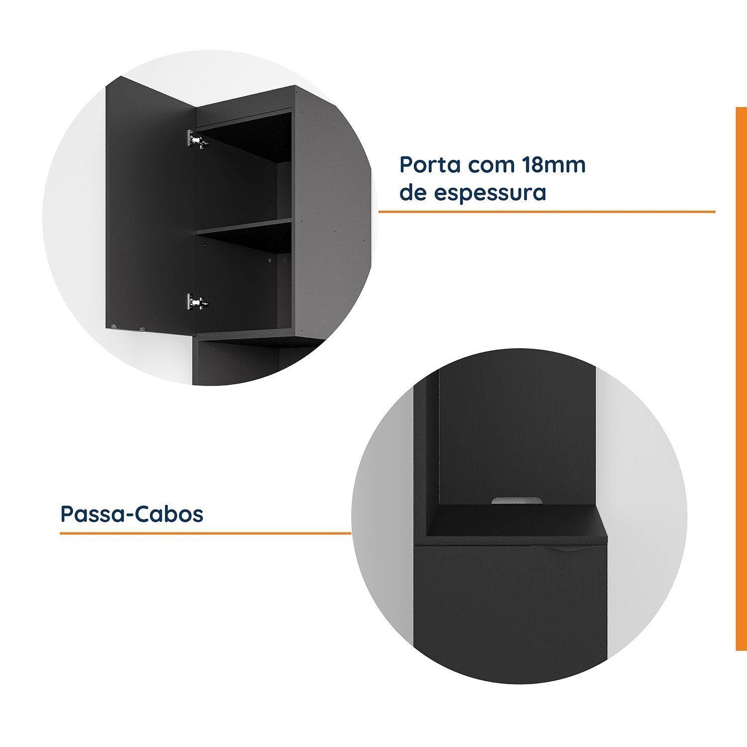 Mesa de Cabeceira Modular Direita 2 Portas 1 Gaveta Hera CabeCasa MadeiraMadeira - 8