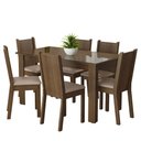 Ver imagem 2 de Conjunto Sala de Jantar Mesa Tampo de Vidro 6 Cadeiras Isla Madesa