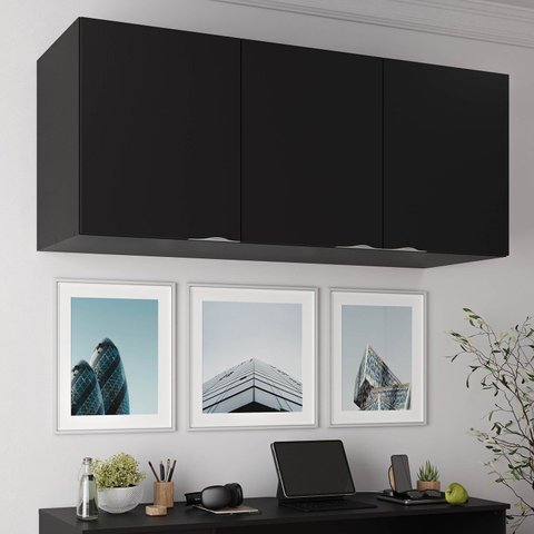 Módulo Planejado Ponte para Guarda Roupa 3 Portas Hera CabeCasa MadeiraOriginals Madeiramadeira Preto