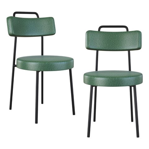 Kit 02 Cadeiras Sala de Jantar Kobe Estofada com Encosto Couríssimo Verde - Desk Design