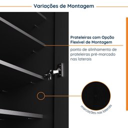 Guarda Roupa de Canto Reto Modular 3 Prateleiras 2 Gavetas Hera CabeCasa MadeiraMadeira - 6