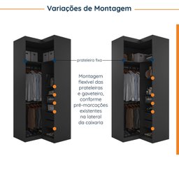 Guarda Roupa de Canto Reto Modular 3 Prateleiras 2 Gavetas Hera CabeCasa MadeiraMadeira - 5