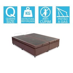 Base Cama Box Baú Bipartido Queen Size Corino Marrom 43x158x198 - 2