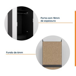 Guarda-Roupa 2 Portas com Espelho Cabideiro 2 Gavetas Hera CabeCasa MadeiraMadeira - 8