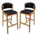 Ver imagem 5 de Kit 02 Banquetas Alta com Encosto Madeira Charmy Courissimo:Courissimo/Preto