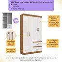 Ver imagem 3 de Guarda-roupas Solteiro 4 Portas e 2 Gavetas Multimóveis Cr35209 Off White/nogueira