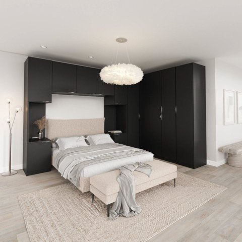 Guarda Roupa Modulado de Casal 12 Portas 6 Peças 2 Mesas de Cabeceira Hera CabeCasa MadeiraOriginals
