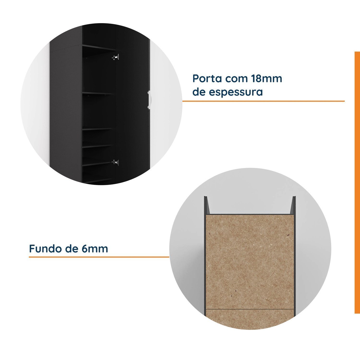 Guarda Roupa Modulado de Casal 12 Portas 6 Peças 2 Mesas de Cabeceira Hera CabeCasa MadeiraMadeira - 18