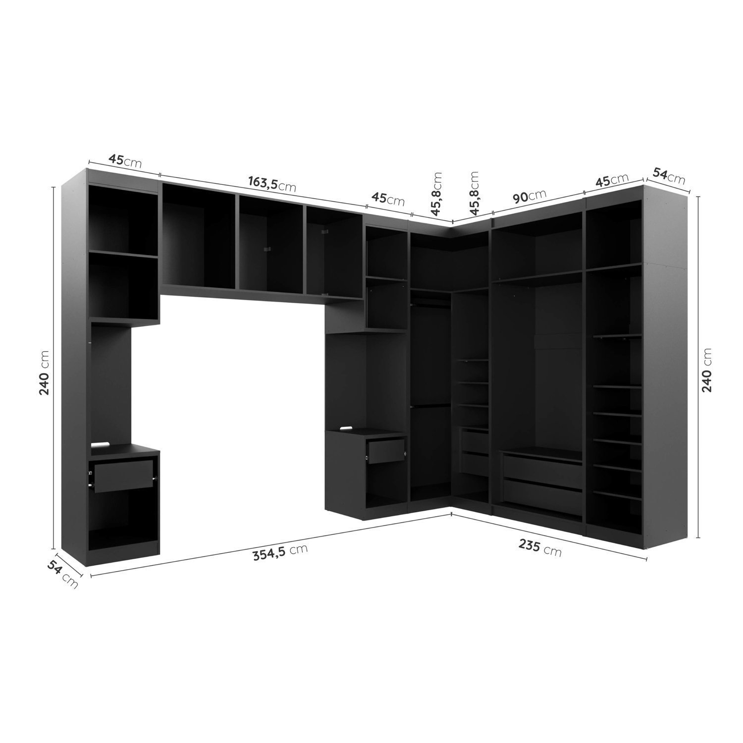 Guarda Roupa Modulado de Casal 12 Portas 6 Peças 2 Mesas de Cabeceira Hera CabeCasa MadeiraMadeira - 5