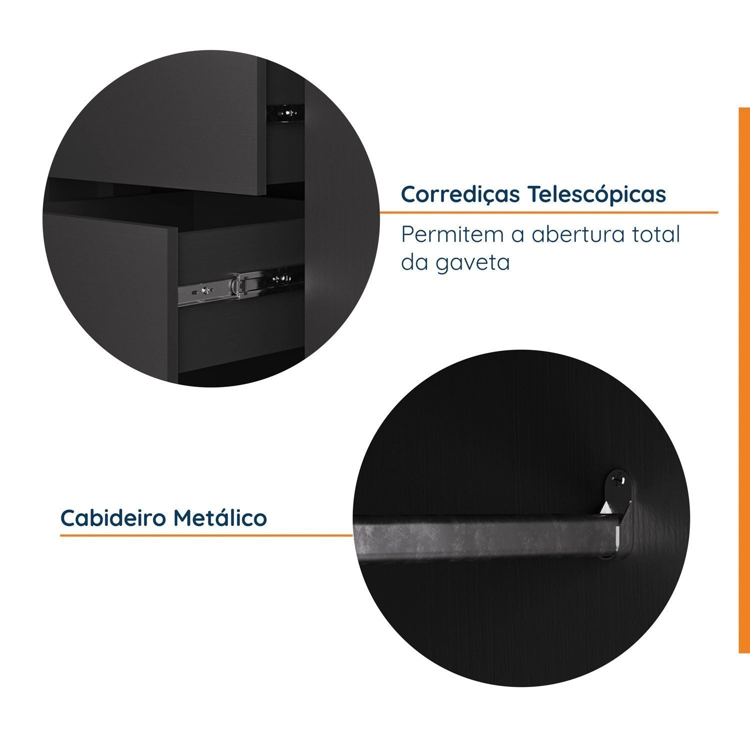 Guarda Roupa Modulado de Casal 12 Portas 6 Peças 2 Mesas de Cabeceira Hera CabeCasa MadeiraMadeira - 19