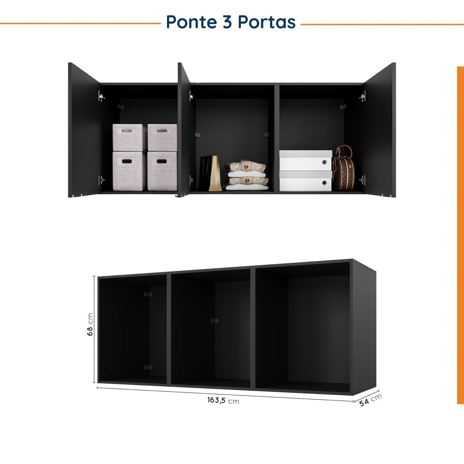 Guarda Roupa Modulado de Casal 12 Portas 6 Peças 2 Mesas de Cabeceira Hera CabeCasa MadeiraMadeira - 15