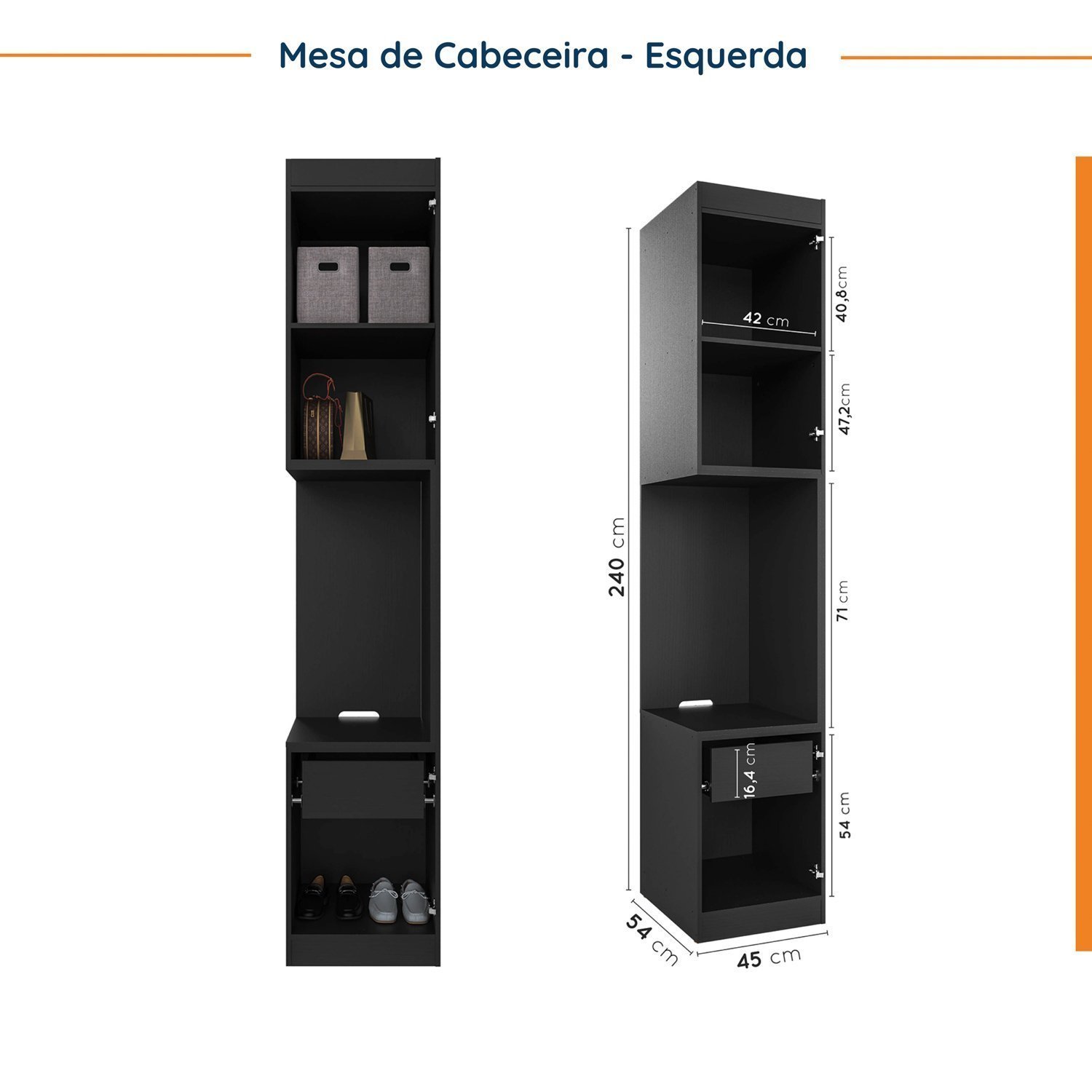 Guarda Roupa Modulado de Casal 12 Portas 6 Peças 2 Mesas de Cabeceira Hera CabeCasa MadeiraMadeira - 14