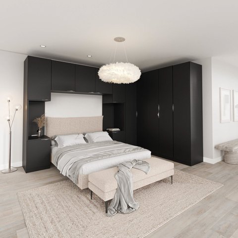 Guarda Roupa Modulado de Casal 12 Portas 6 Peças 2 Mesas de Cabeceira Hera CabeCasa MadeiraOriginals