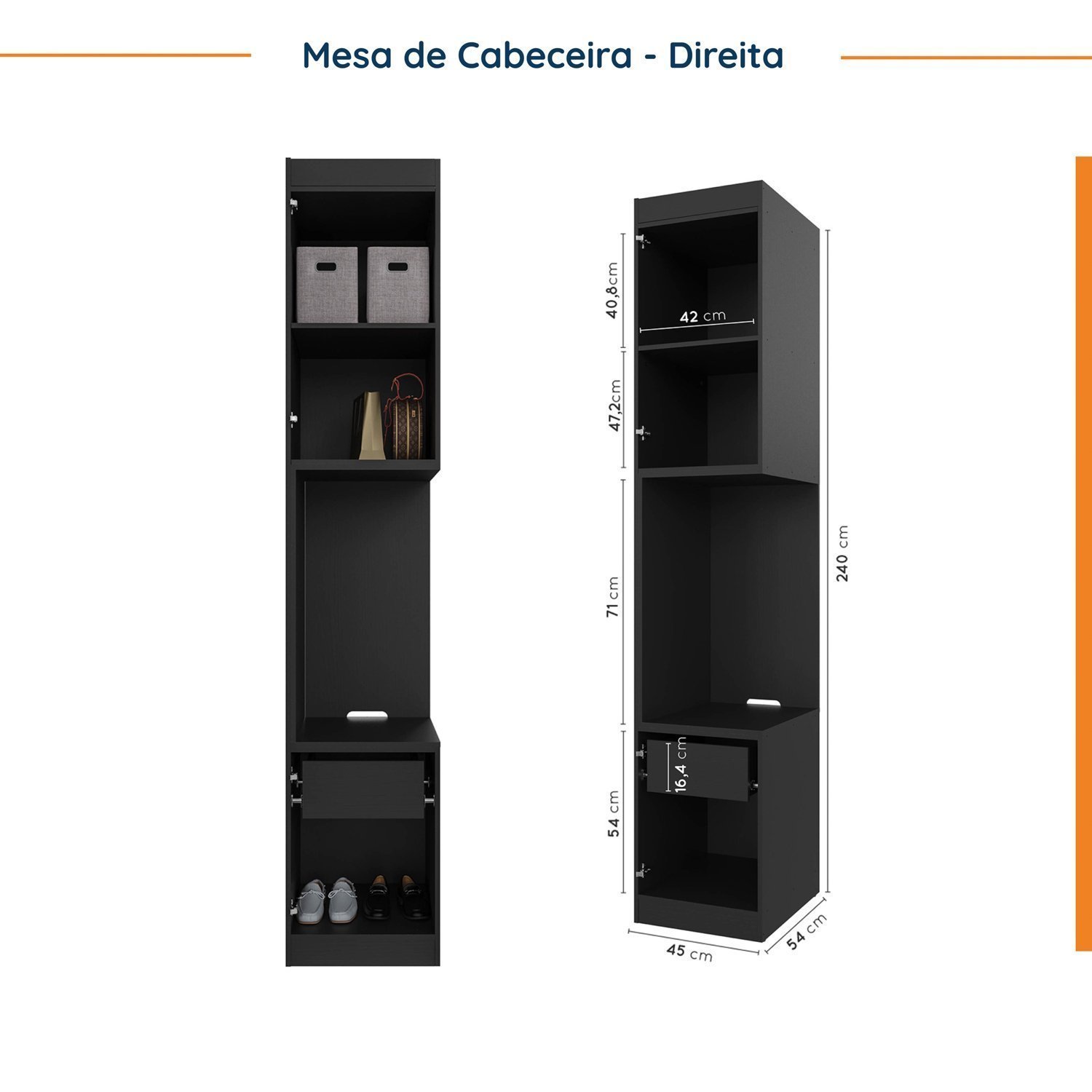 Guarda Roupa Modulado de Casal 12 Portas 6 Peças 2 Mesas de Cabeceira Hera CabeCasa MadeiraMadeira - 13