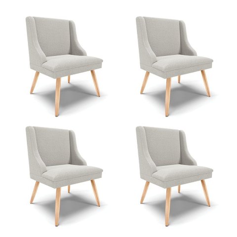 Cadeira Sala de Jantar Pé Palito Natural Kit 4 Liz Boucle Cinza D03 - D’Rossi