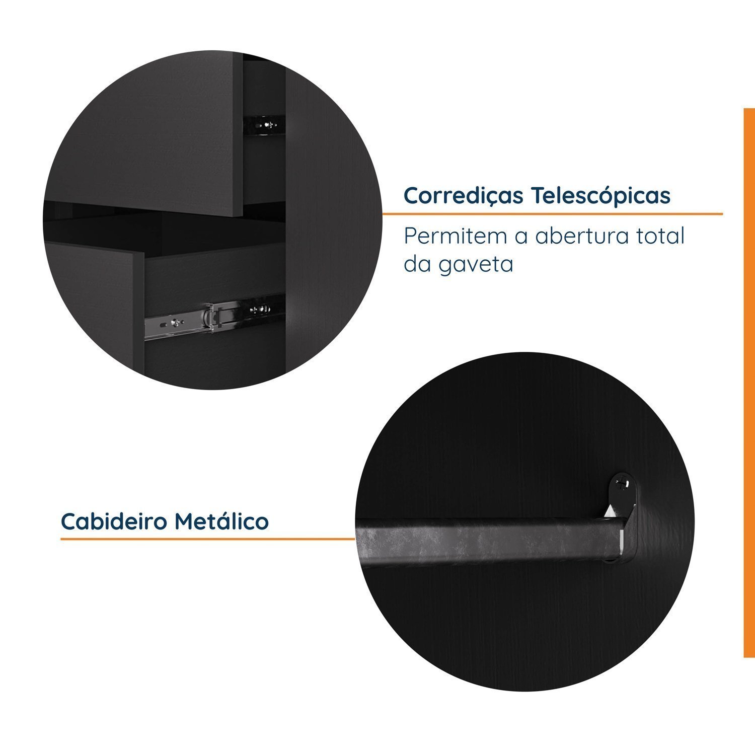 Guarda Roupa Modulado de Casal 12 Portas 6 Peças 2 Mesas de Cabeceira Hera CabeCasa MadeiraMadeira - 19