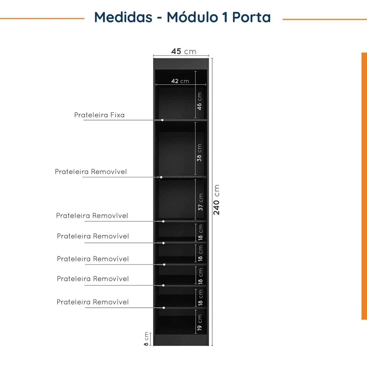 Guarda Roupa Modulado de Casal 12 Portas 6 Peças 2 Mesas de Cabeceira Hera CabeCasa MadeiraMadeira - 8