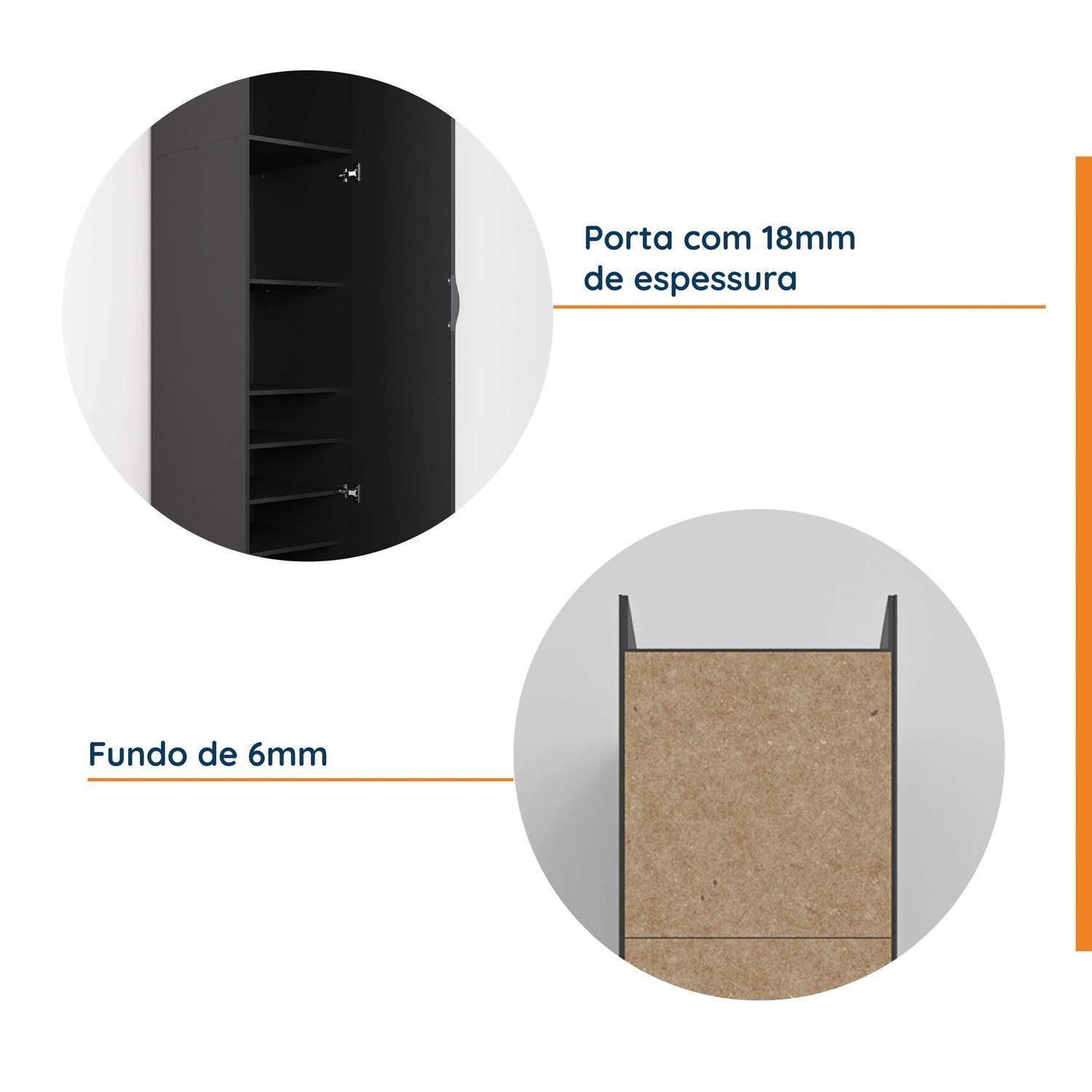 Guarda Roupa Modulado de Casal 12 Portas 6 Peças 2 Mesas de Cabeceira Hera CabeCasa MadeiraMadeira - 18