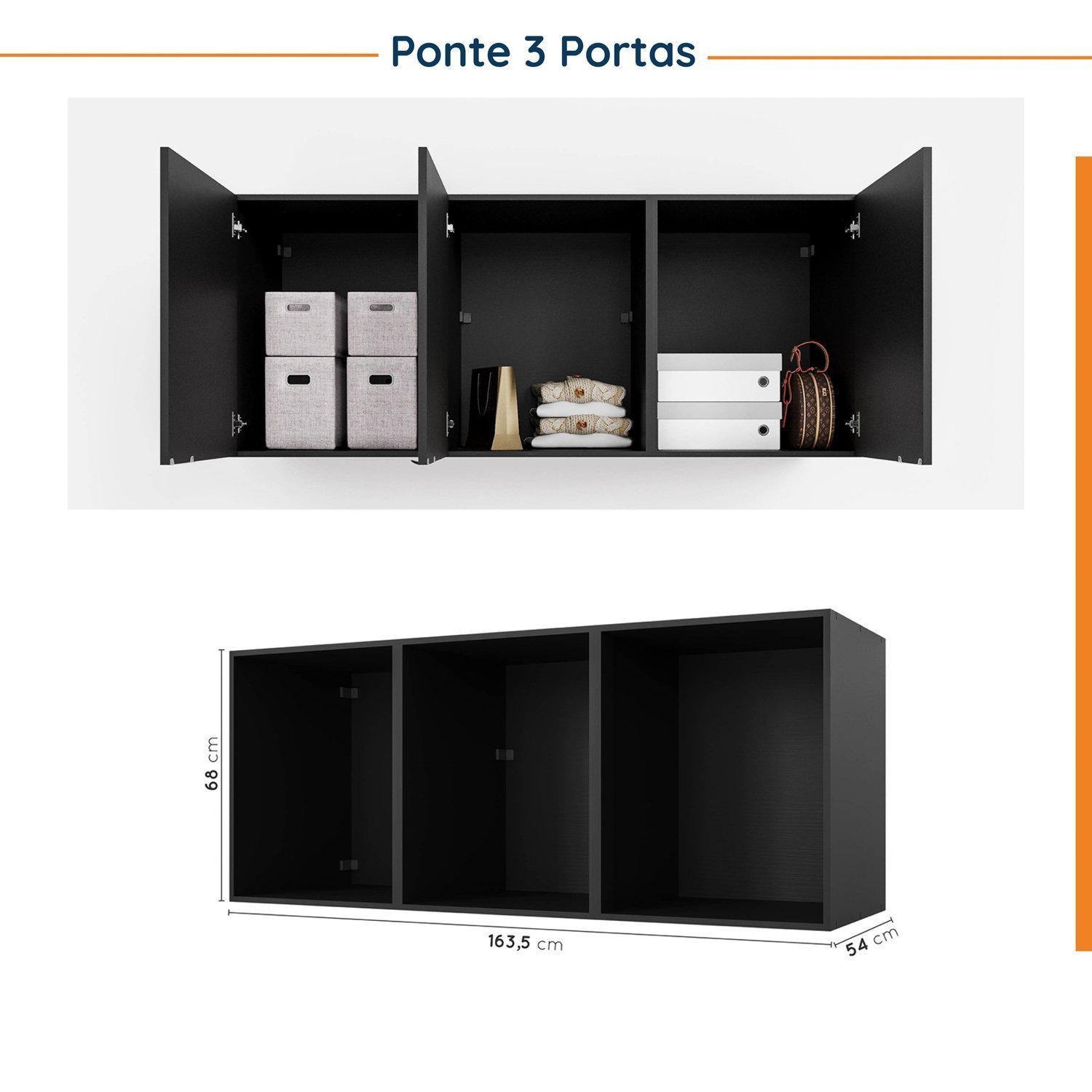 Guarda Roupa Modulado de Casal 12 Portas 6 Peças 2 Mesas de Cabeceira Hera CabeCasa MadeiraMadeira - 15