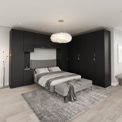 Guarda Roupa Modulado de Casal 12 Portas 6 Peças 1 Mesa de Cabeceira Hera CabeCasa MadeiraOriginals