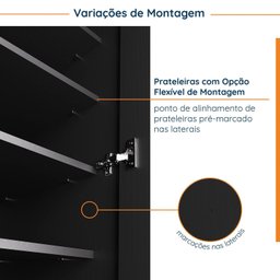 Guarda Roupa Modulado de Casal 12 Portas 6 Peças 1 Mesa de Cabeceira Hera CabeCasa MadeiraMadeira - 15