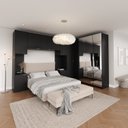 Ver imagem 1 de Guarda Roupa Planejado de Casal com Espelho 12 Portas e 2 Cabeceiras Hera CabeCasa MadeiraOriginals Preto