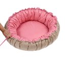 Ver imagem 1 de Cama Pet para Cachorro Redonda Tamanho Regulável em Suede Com Zíper - Rose/Avelã