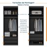 Guarda Roupa Modulado de Casal com Espelho 12 Portas 6 Peças e 2 Mesas de Cabeceira Hera CabeCasa MadeiraMadeira - 9