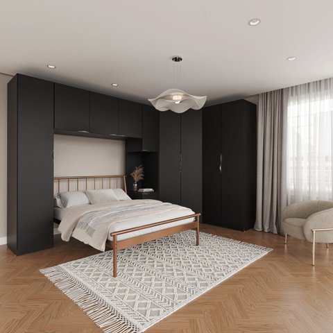 Guarda Roupa Modulado de Casal 10 Portas 5 Peças e 1 Cabeceira Hera CabeCasa MadeiraOriginals