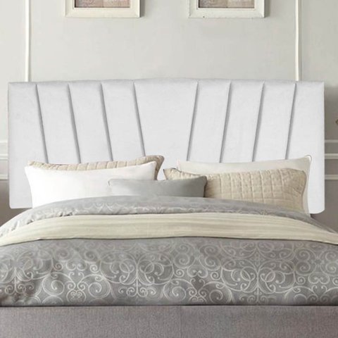 Painel Estofado Luxo Bélgica 160cm Queen Size para Cama Box Corino Branco - Gat Magazine