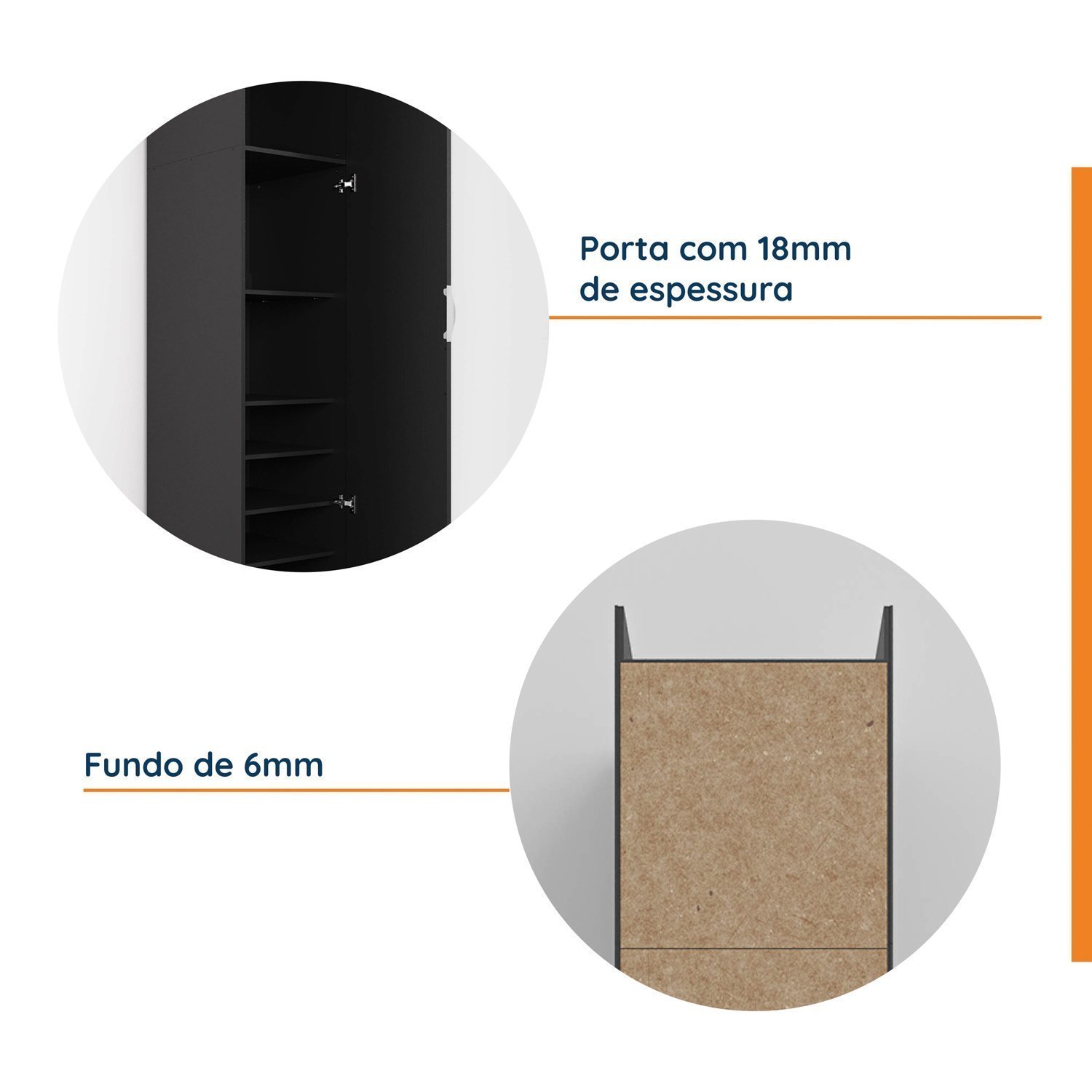 Guarda Roupa Modulado de Casal 10 Portas 5 Peças e 1 Mesa de Cabeceira Hera CabeCasa MadeiraMadeira - 17