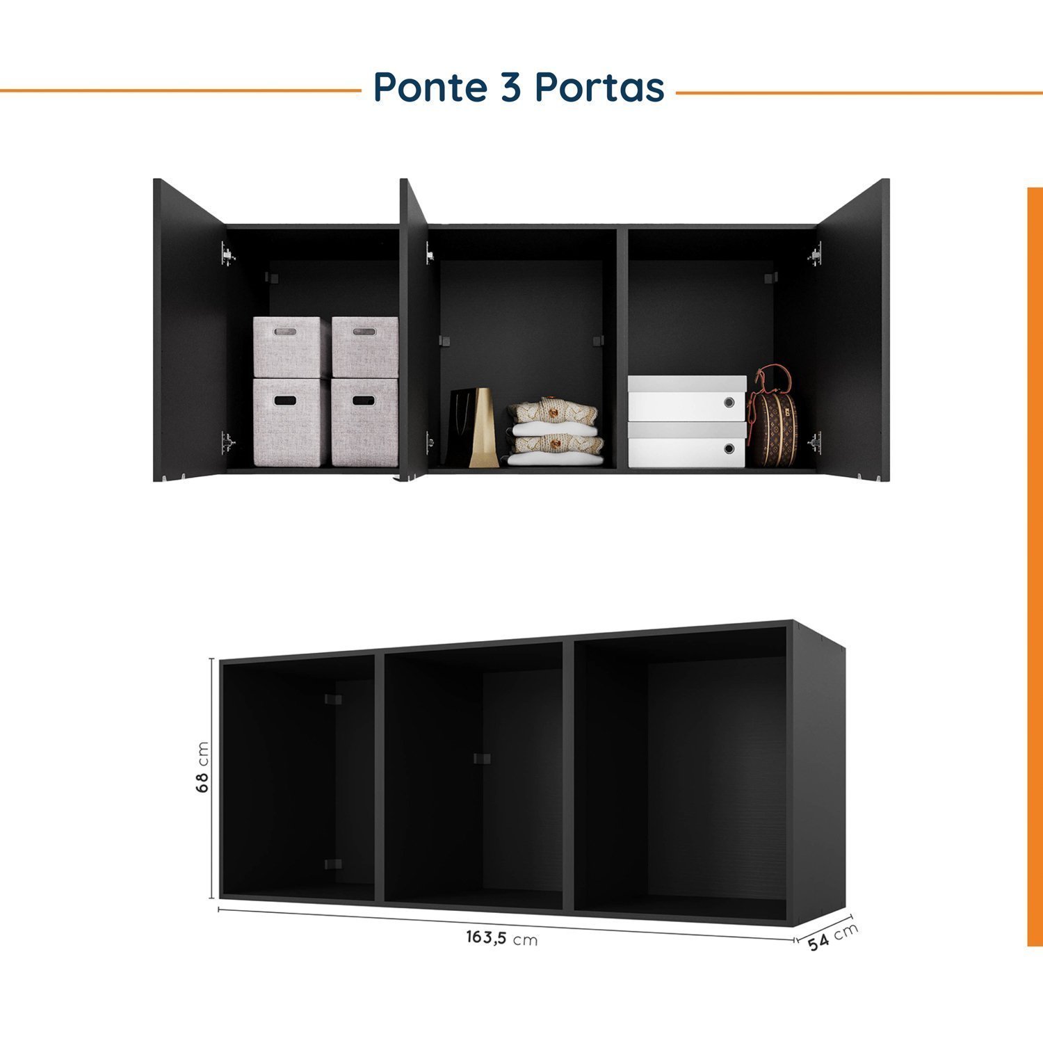 Guarda Roupa Modulado de Casal 10 Portas 5 Peças e 1 Mesa de Cabeceira Hera CabeCasa MadeiraMadeira - 14