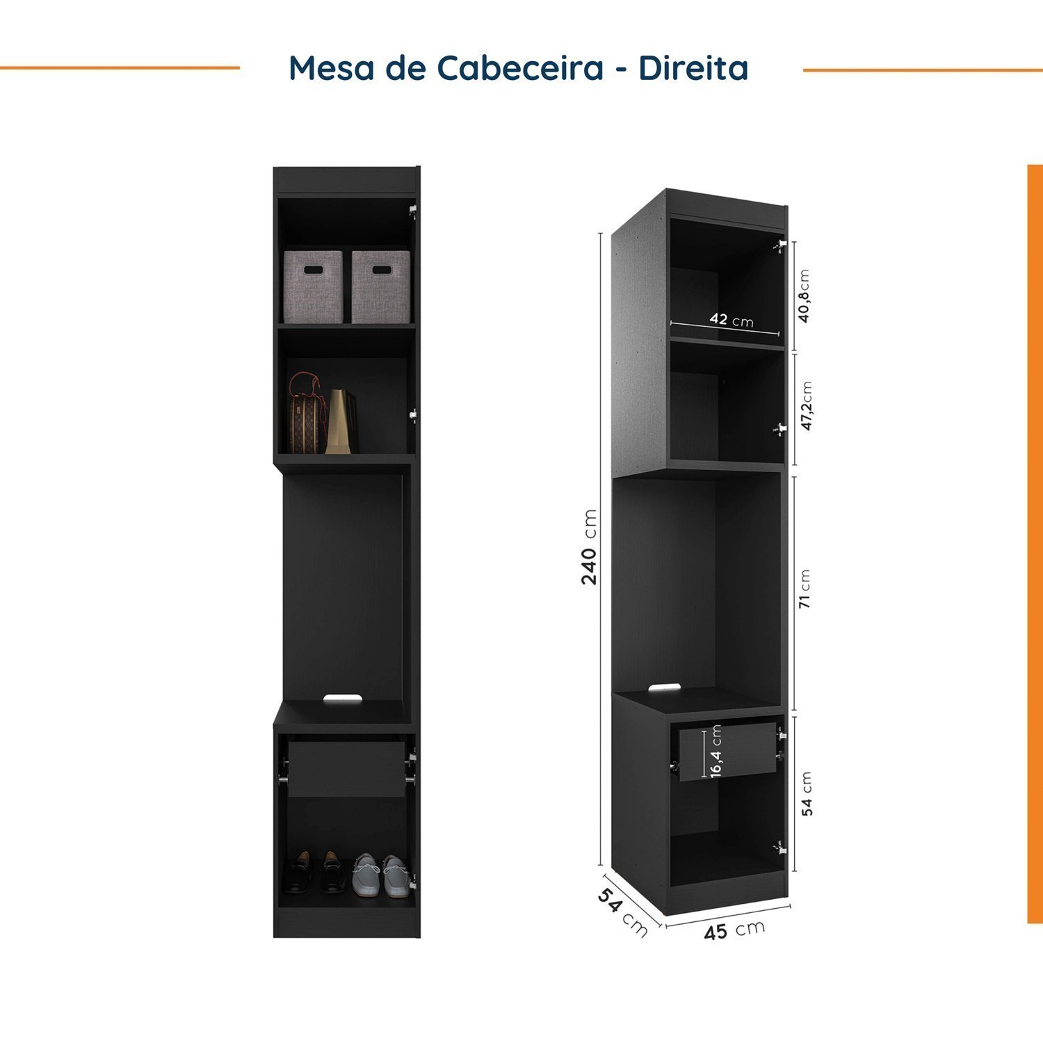 Guarda Roupa Modulado de Casal 10 Portas 5 Peças e 1 Mesa de Cabeceira Hera CabeCasa MadeiraMadeira - 13