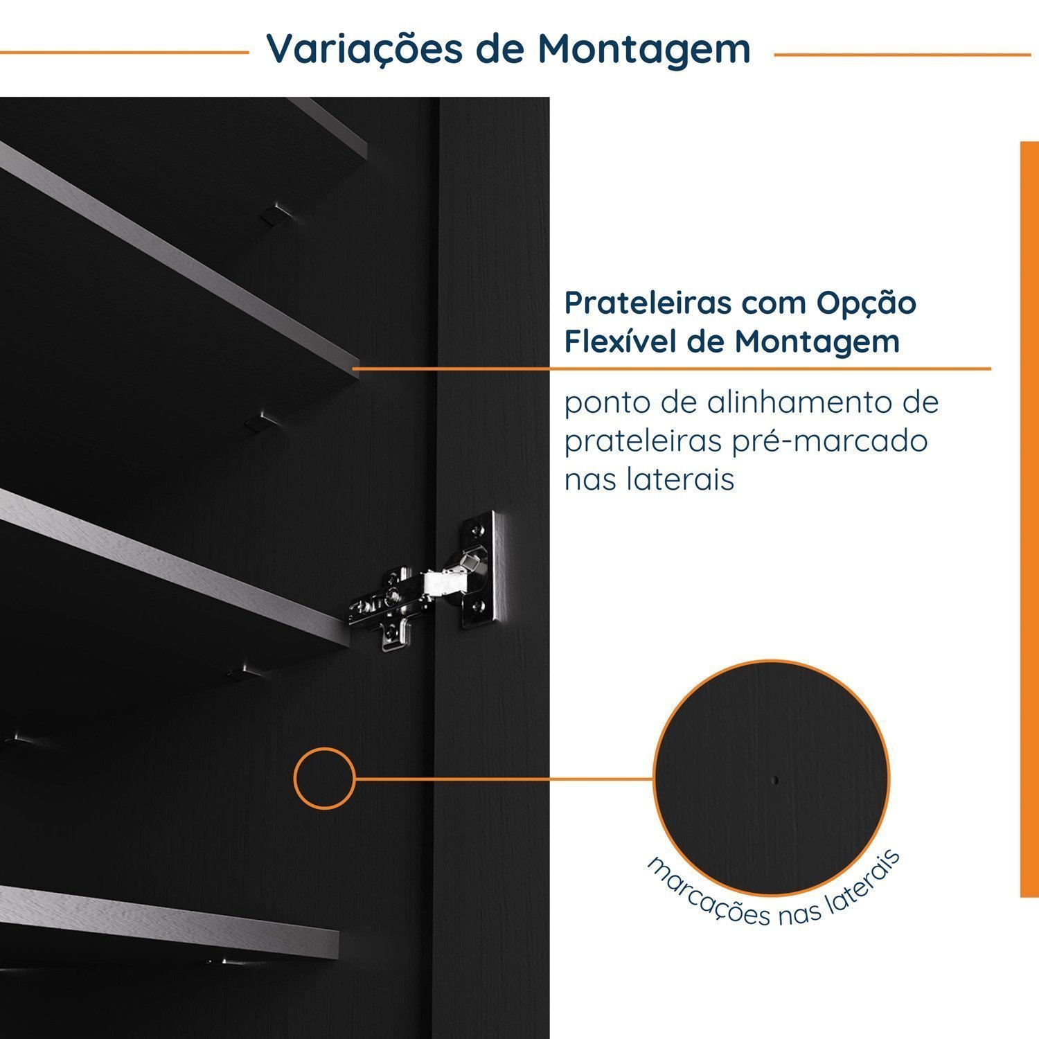 Guarda Roupa Modulado de Casal 10 Portas 5 Peças e 1 Mesa de Cabeceira Hera CabeCasa MadeiraMadeira - 15