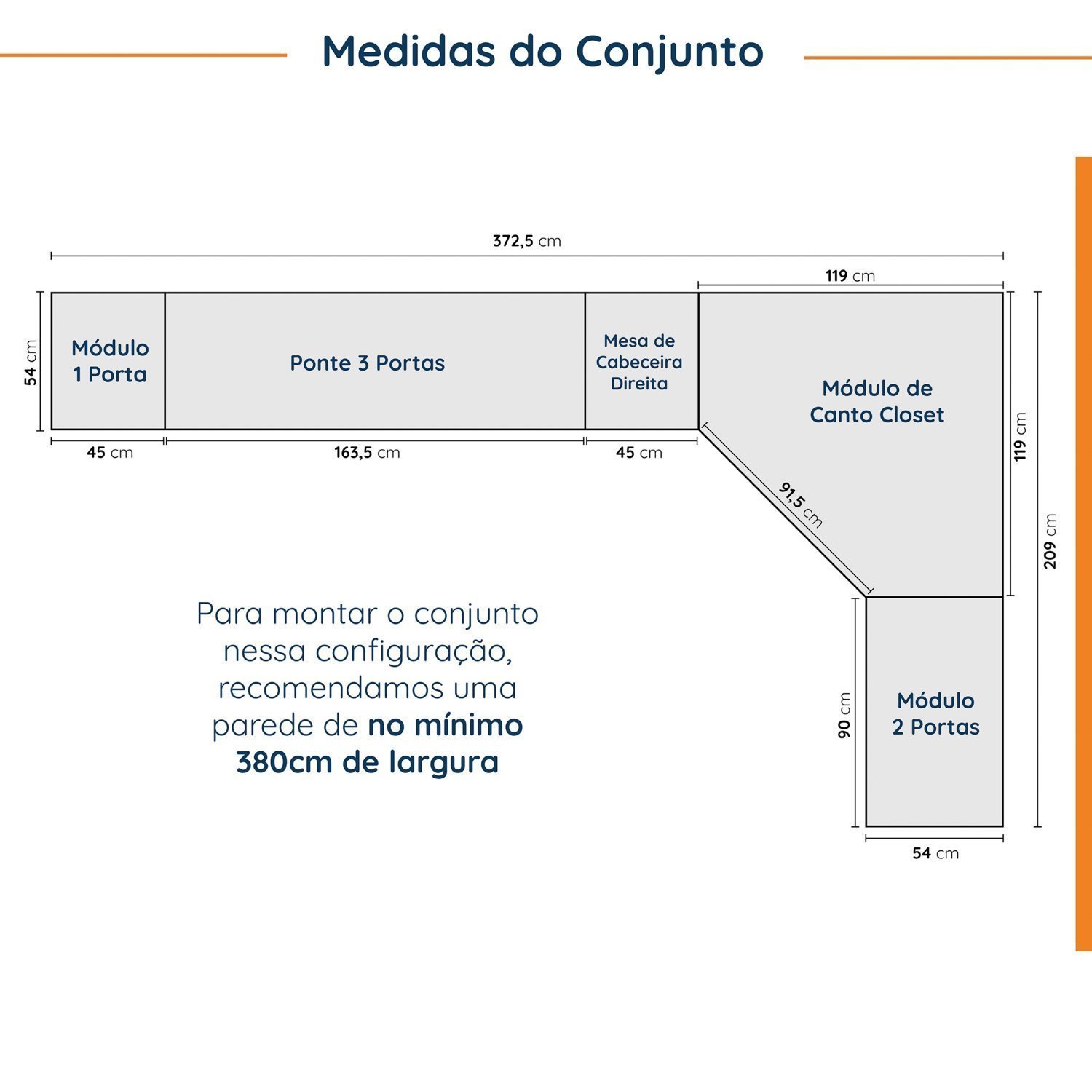 Guarda Roupa Modulado de Casal 10 Portas 5 Peças e 1 Mesa de Cabeceira Hera CabeCasa MadeiraMadeira - 4